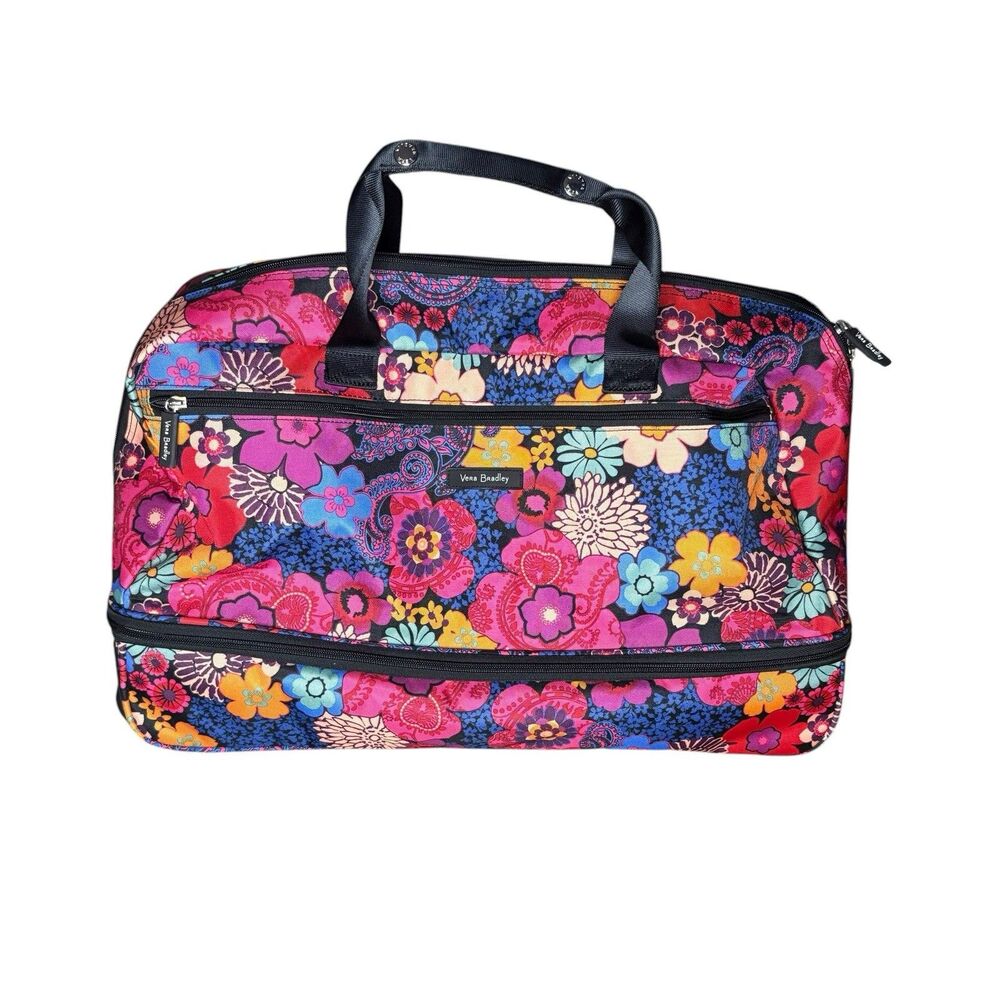 Vera Bradley Rolling Duffle Weekend Travel Bag Carry On Luggage Floral Fiesta